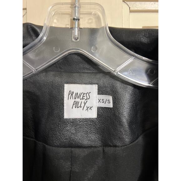Princess Polly size XS/S XS Small black faux leather blazer jacket - Picture 2 of 4
